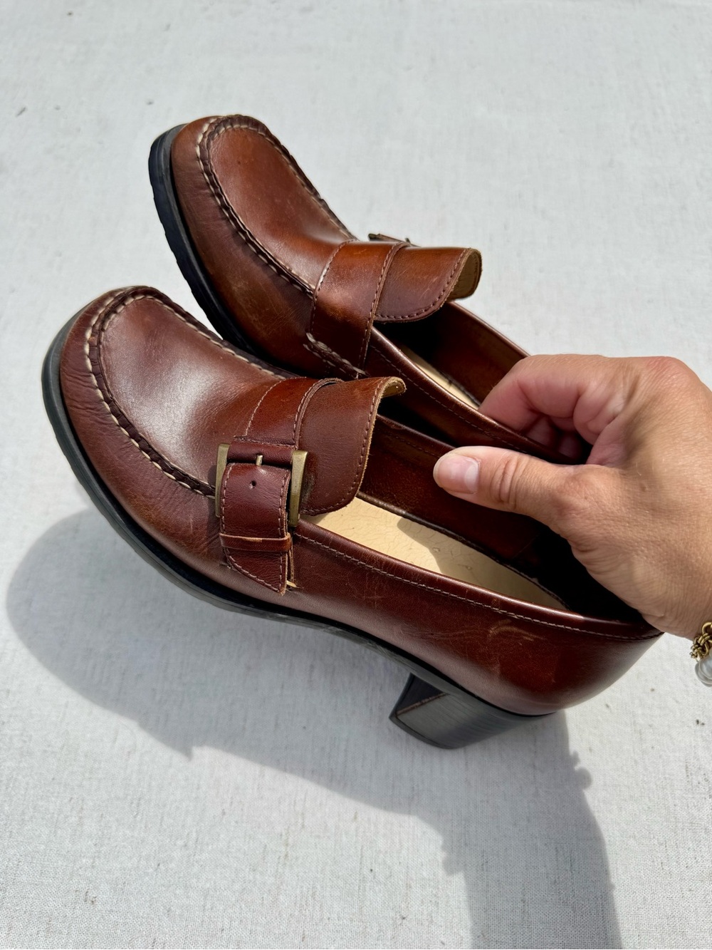Leather Bass NAOMI block heels - Picture 8 of 10